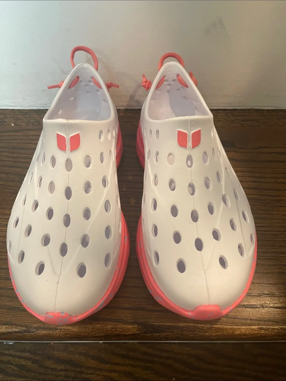 Kids White and Coral Slip-On Water Shoes